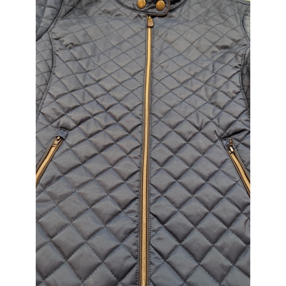 Orvis Womens Quilted Jacket Navy Blue Diamond Stitch Snap Collar Small 1775 - Picture 6 of 12